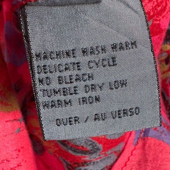 Vintage LizWear Womens Button Up Blouse Small Red Pink Floral Cotton 80s 90s - Picture 14 of 15